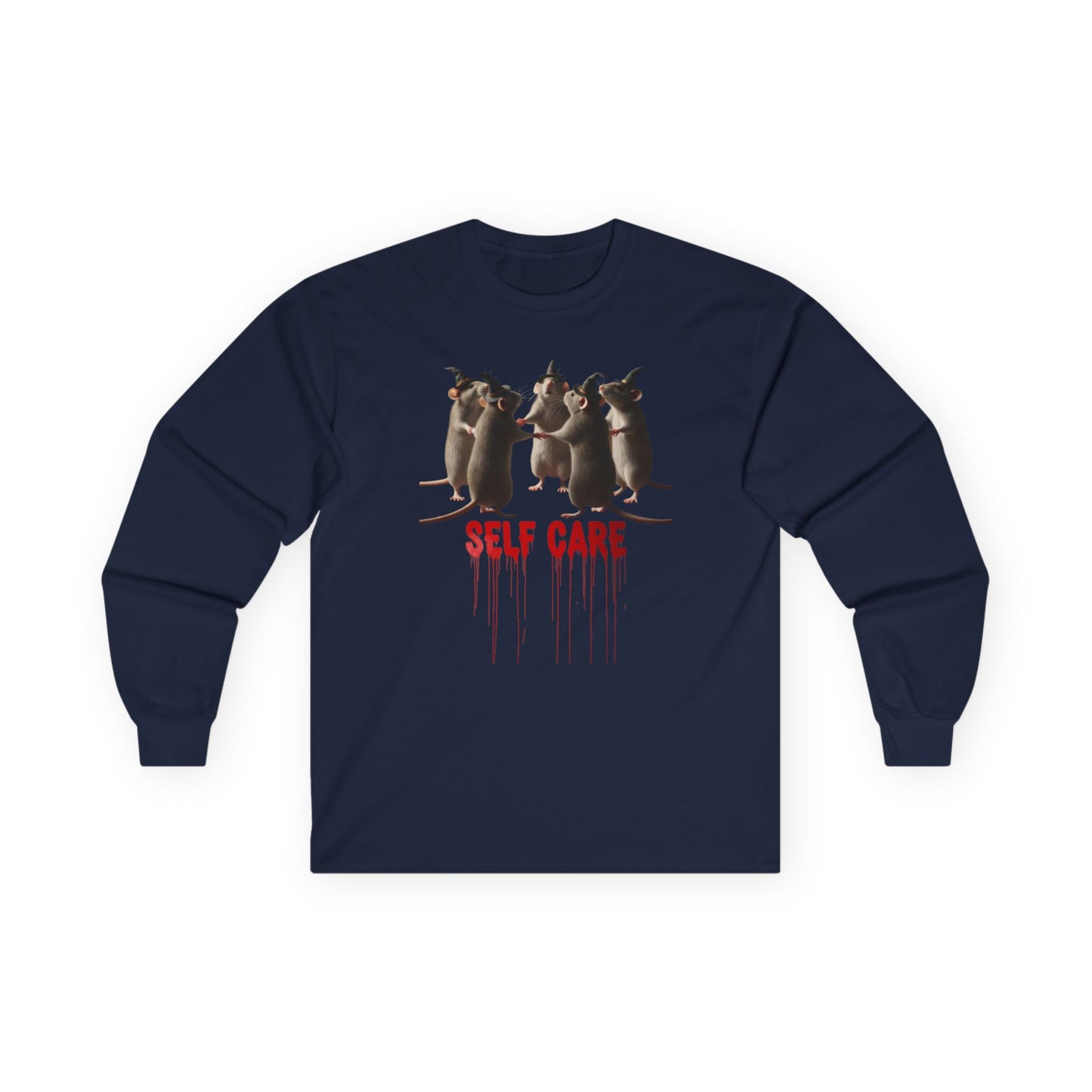 "Self Care" Witchy Rats Long Sleeve Shirt | Funny Dark Humor Tee | Goblincore Spooky Season Apparel | Ironic Rat Cult Gift