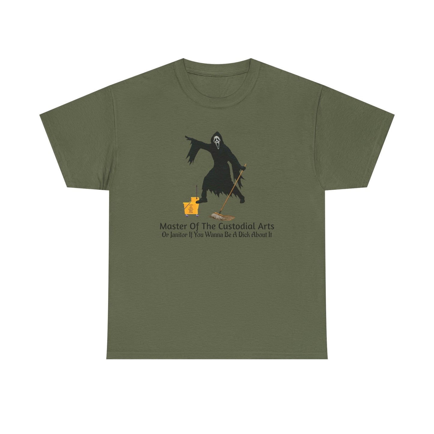 Ghostface Janitor Shirt | Master of the Custodial Arts Tee | Funny Horror Movie T-Shirt for Scream Fans, Custodian Gif