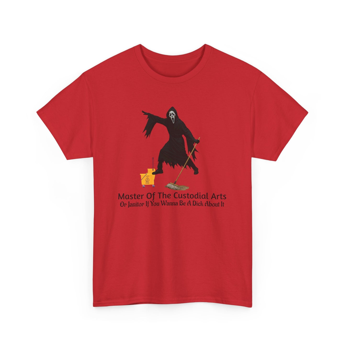 Ghostface Janitor Shirt | Master of the Custodial Arts Tee | Funny Horror Movie T-Shirt for Scream Fans, Custodian Gif