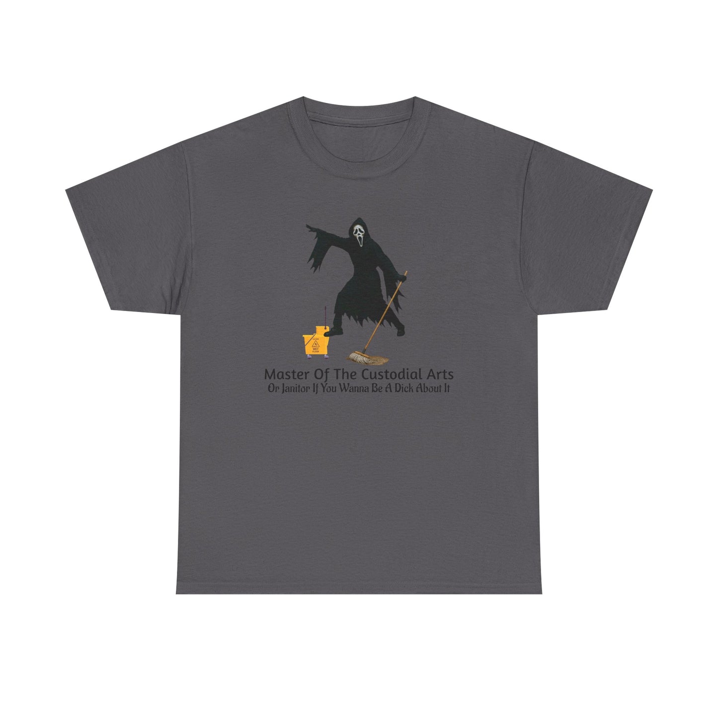 Ghostface Janitor Shirt | Master of the Custodial Arts Tee | Funny Horror Movie T-Shirt for Scream Fans, Custodian Gif