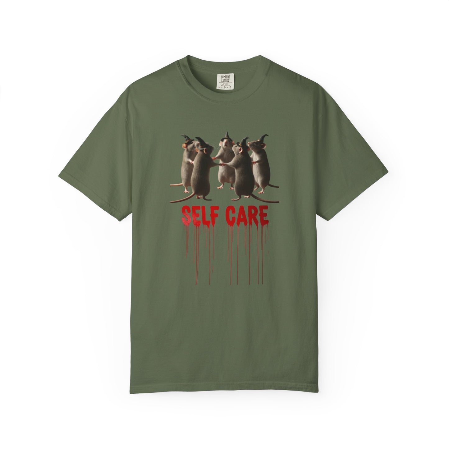"Self Care" Witchy Rats T-Shirt | Funny Dark Humor Tee | Goblincore Spooky Season Apparel | Ironic Rat Cult Gift