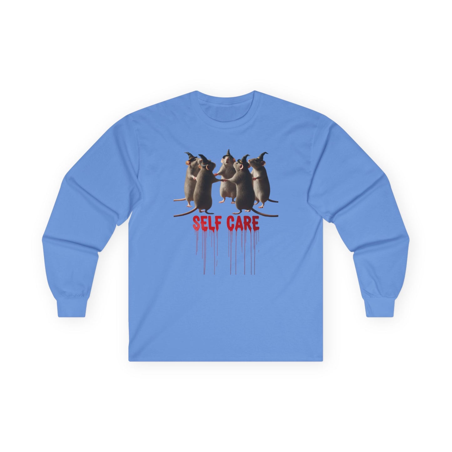 "Self Care" Witchy Rats Long Sleeve Shirt | Funny Dark Humor Tee | Goblincore Spooky Season Apparel | Ironic Rat Cult Gift
