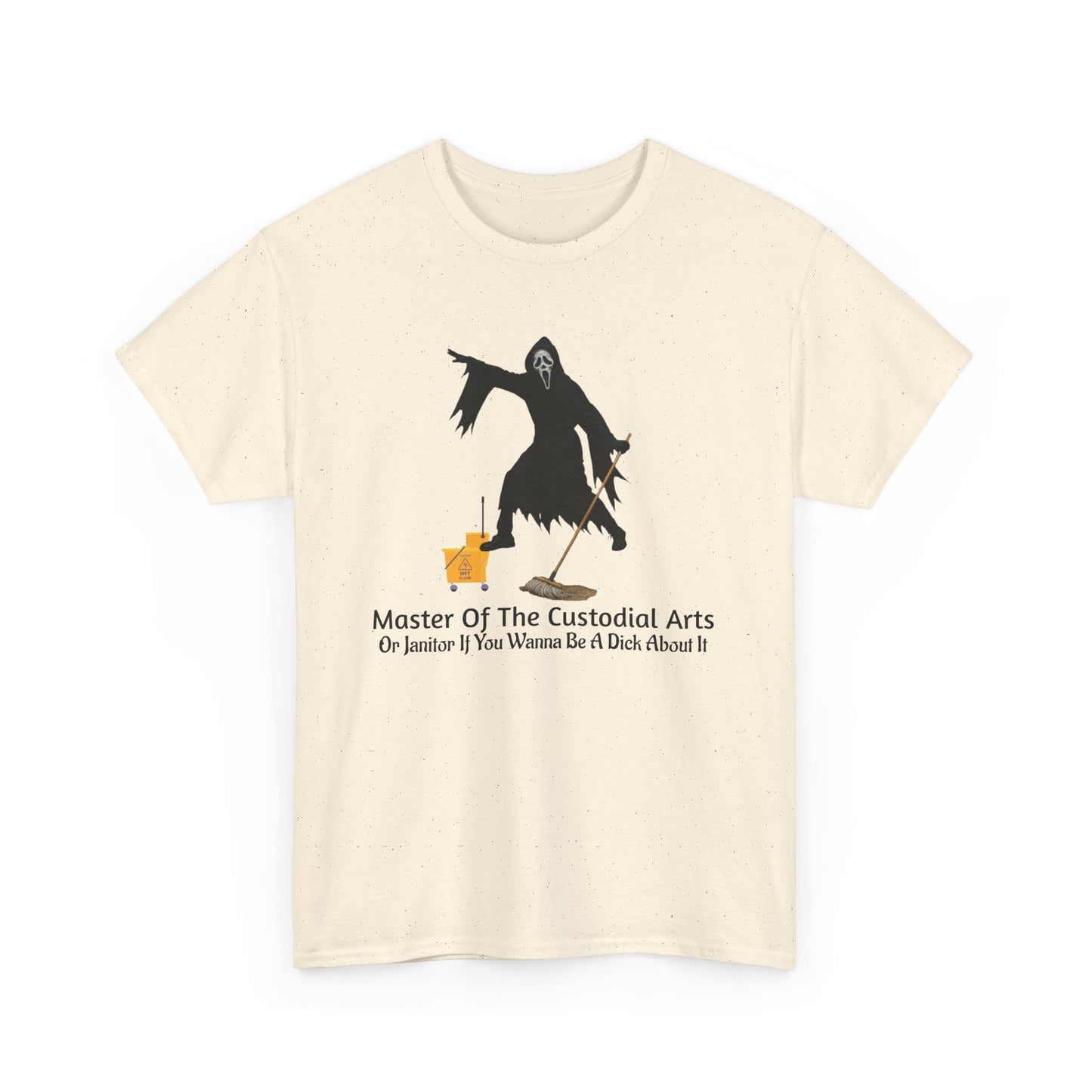 Ghostface Janitor Shirt | Master of the Custodial Arts Tee | Funny Horror Movie T-Shirt for Scream Fans, Custodian Gif