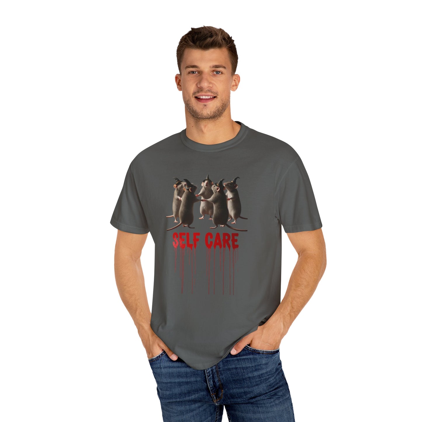 "Self Care" Witchy Rats T-Shirt | Funny Dark Humor Tee | Goblincore Spooky Season Apparel | Ironic Rat Cult Gift