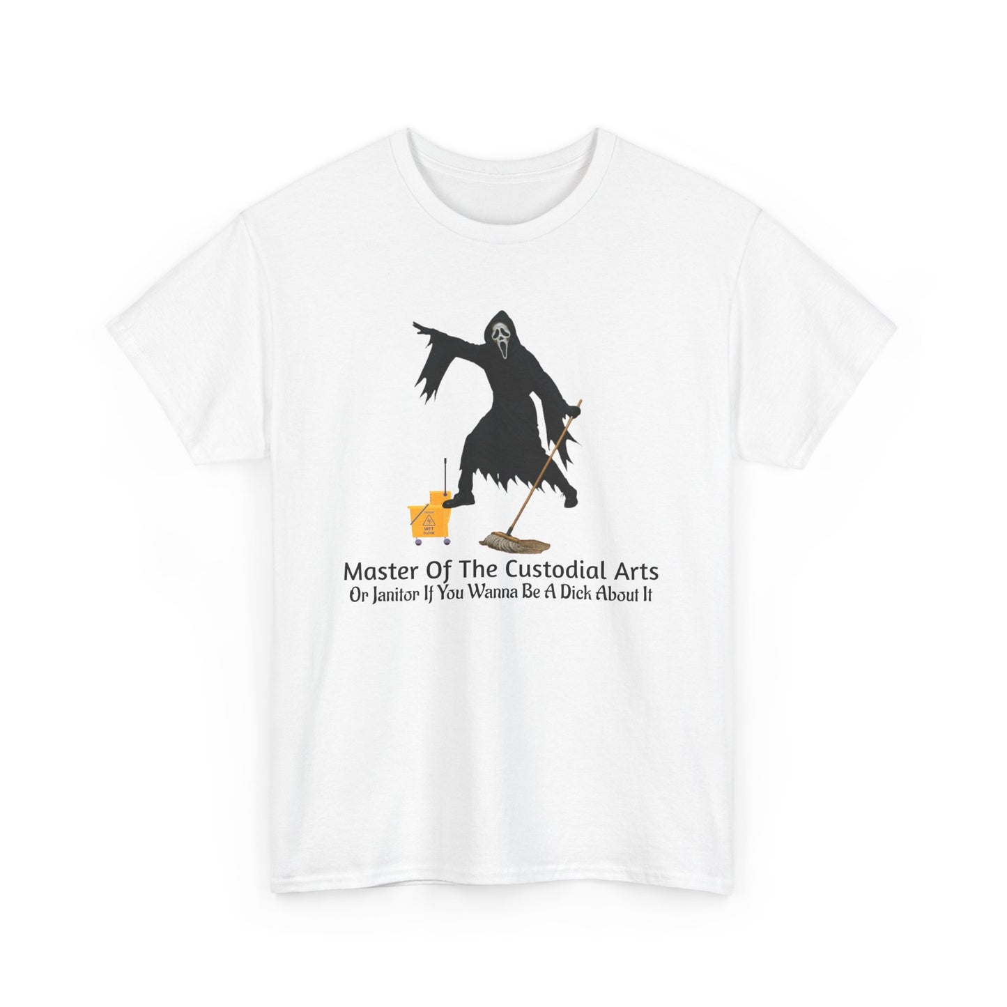 Ghostface Janitor Shirt | Master of the Custodial Arts Tee | Funny Horror Movie T-Shirt for Scream Fans, Custodian Gif