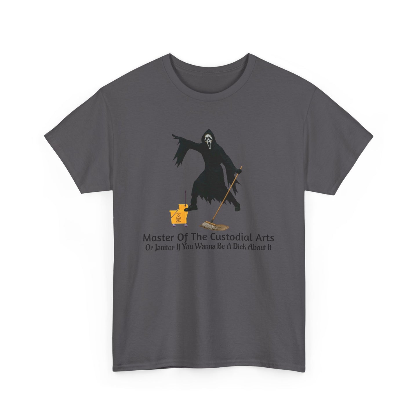Ghostface Janitor Shirt | Master of the Custodial Arts Tee | Funny Horror Movie T-Shirt for Scream Fans, Custodian Gif