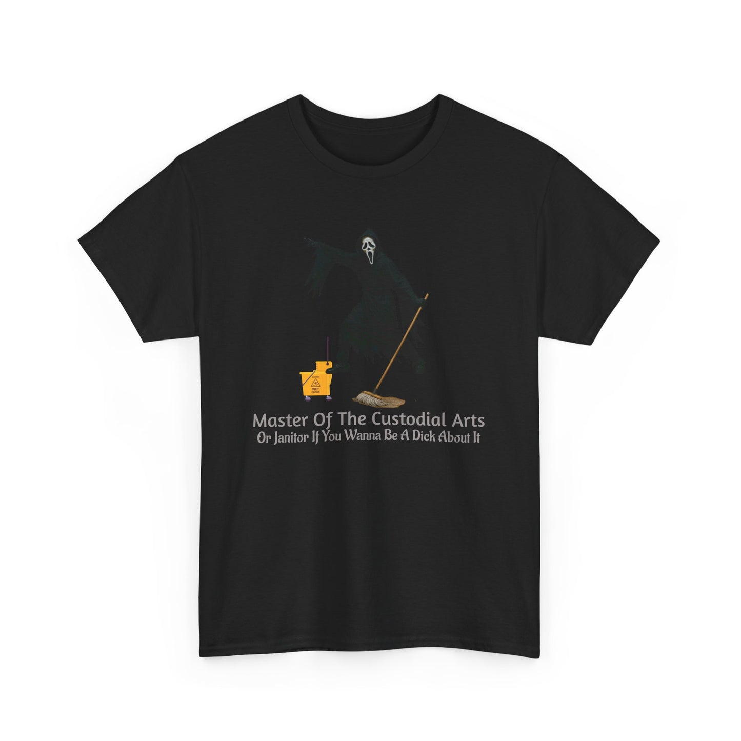 Ghostface Janitor Shirt | Master of the Custodial Arts Tee | Funny Horror Movie T-Shirt for Scream Fans, Custodian Gif