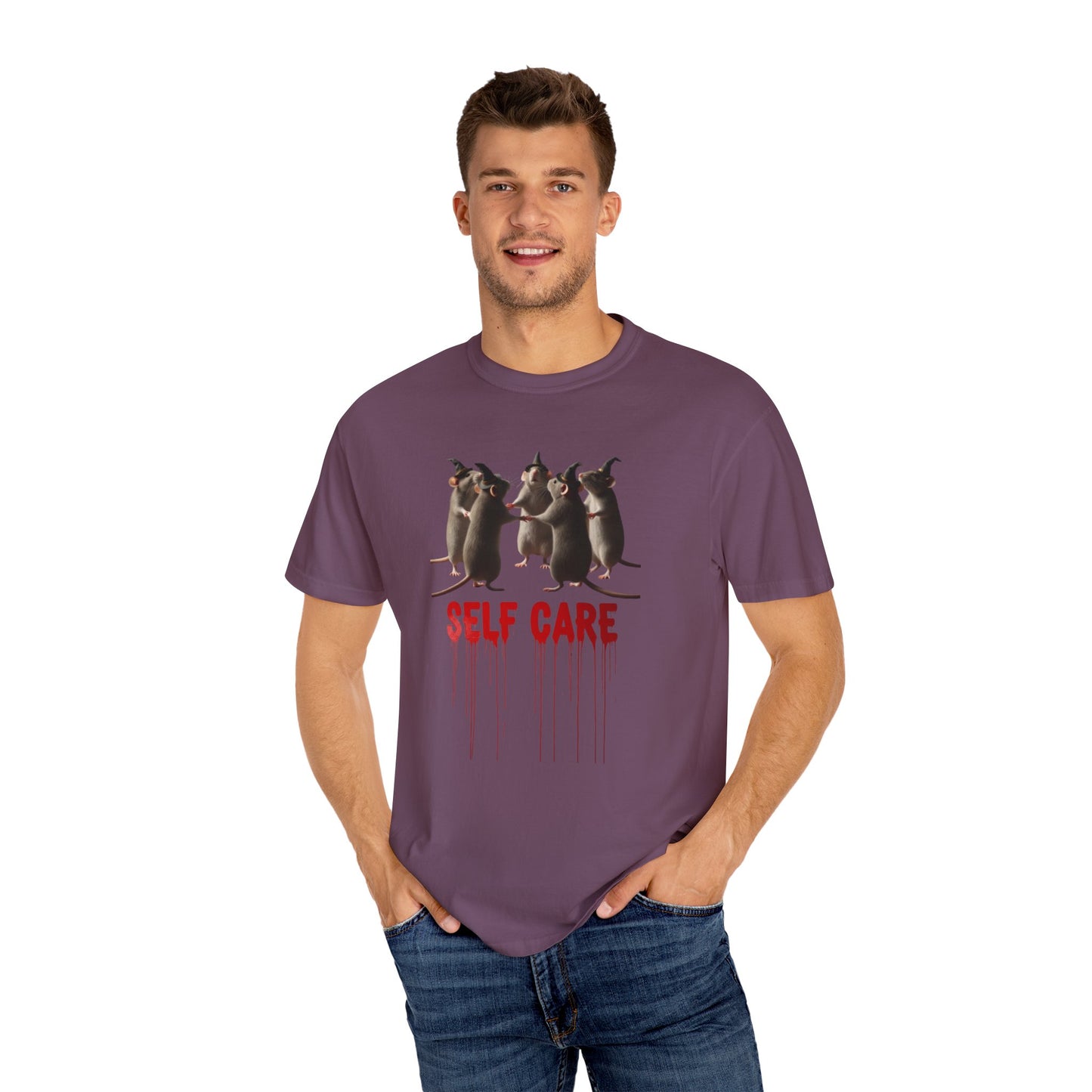 "Self Care" Witchy Rats T-Shirt | Funny Dark Humor Tee | Goblincore Spooky Season Apparel | Ironic Rat Cult Gift