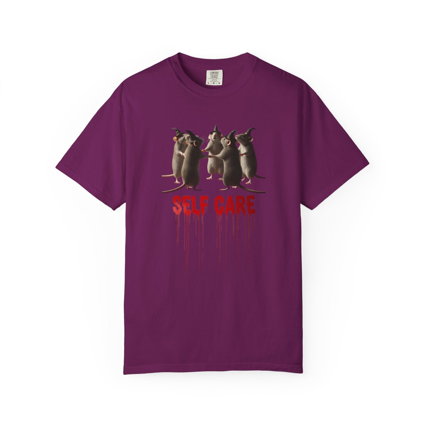 "Self Care" Witchy Rats T-Shirt | Funny Dark Humor Tee | Goblincore Spooky Season Apparel | Ironic Rat Cult Gift