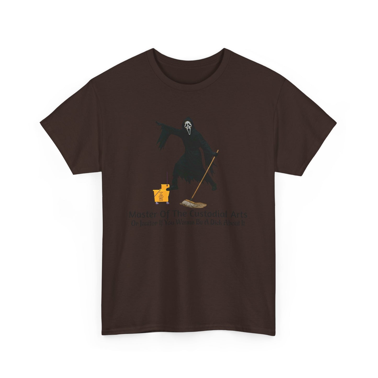 Ghostface Janitor Shirt | Master of the Custodial Arts Tee | Funny Horror Movie T-Shirt for Scream Fans, Custodian Gif