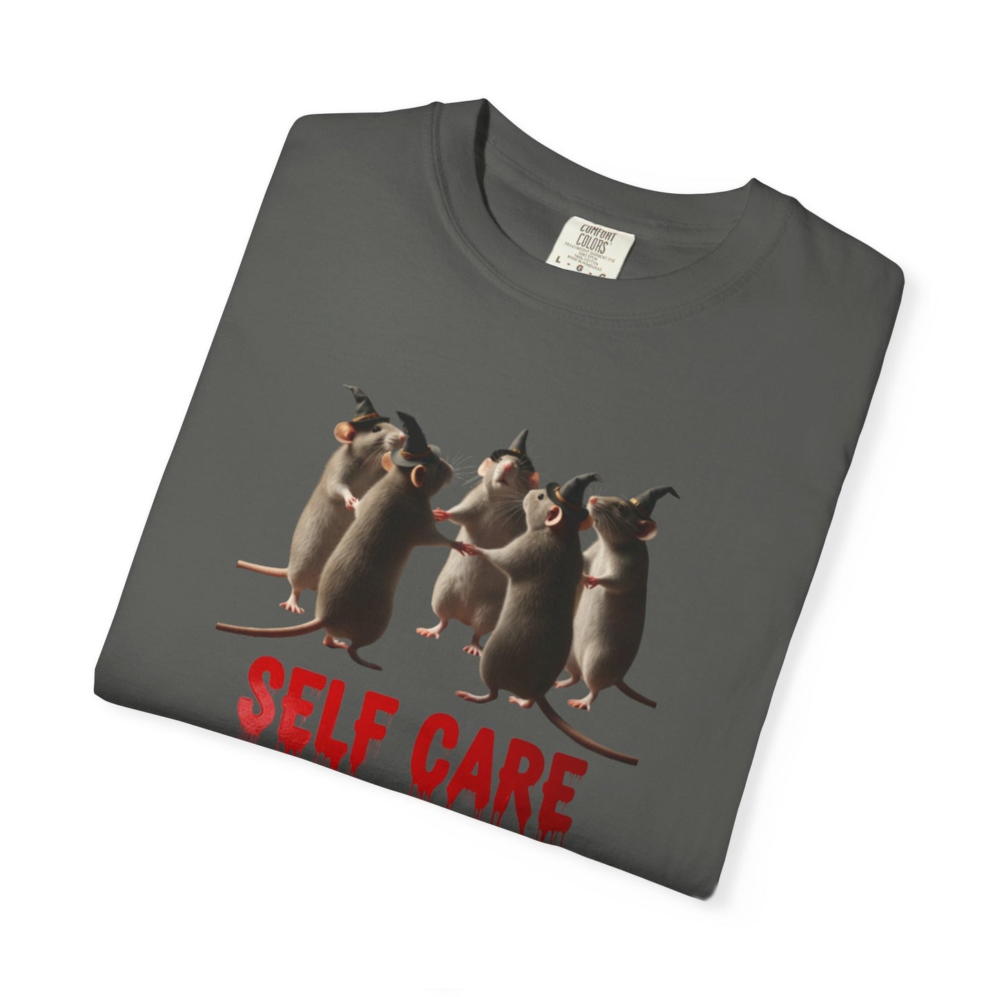 "Self Care" Witchy Rats T-Shirt | Funny Dark Humor Tee | Goblincore Spooky Season Apparel | Ironic Rat Cult Gift