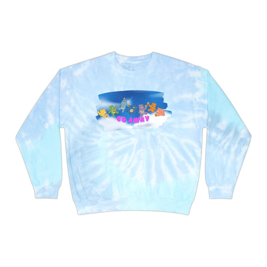 "Go Away" Care Bears Tie-Dye Sweatshirt | Sarcastic Pastel Crewneck | Cozy 90s Cartoon Sweater