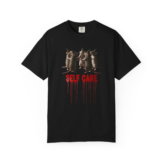 "Self Care" Witchy Rats T-Shirt | Funny Dark Humor Tee | Goblincore Spooky Season Apparel | Ironic Rat Cult Gift