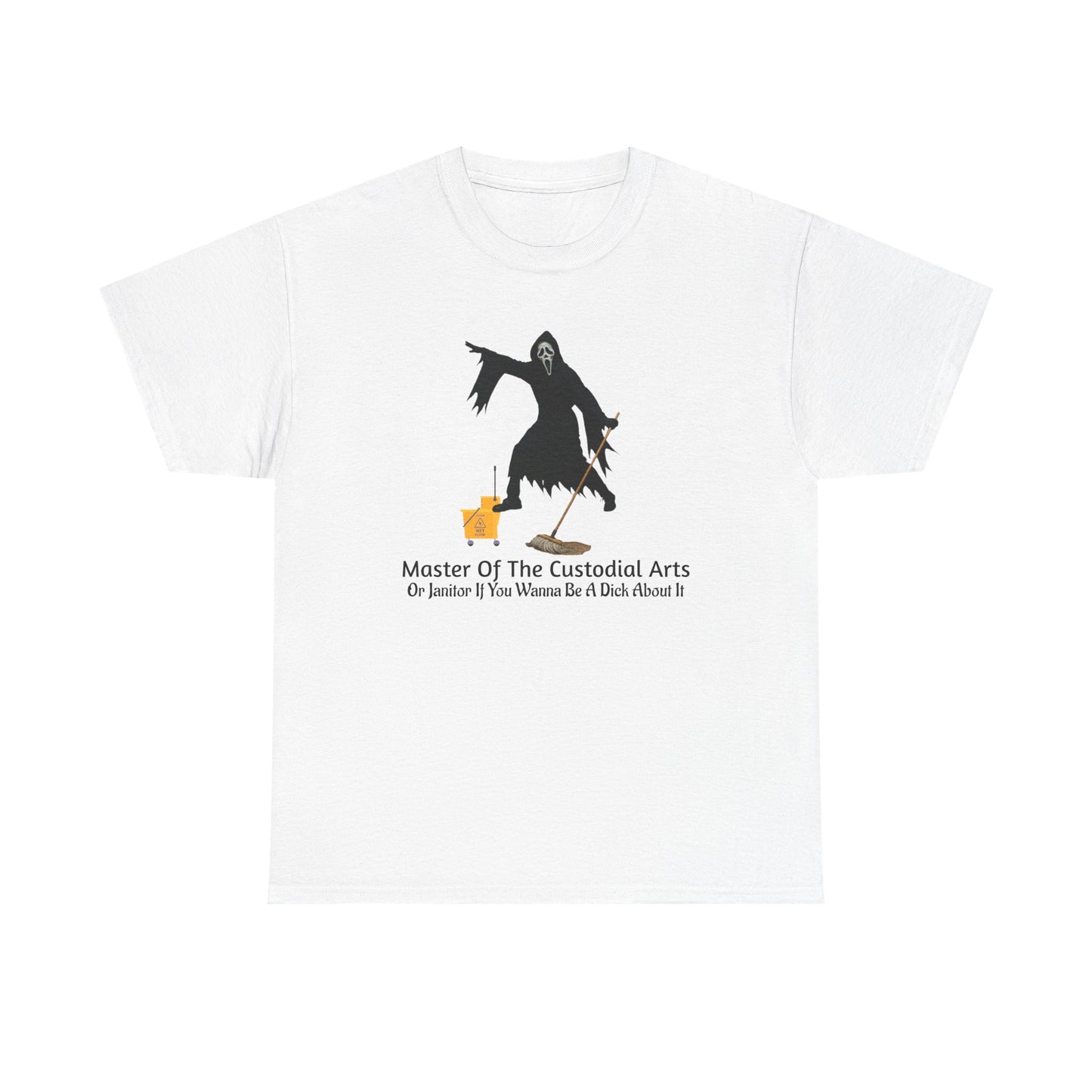 Ghostface Janitor Shirt | Master of the Custodial Arts Tee | Funny Horror Movie T-Shirt for Scream Fans, Custodian Gif