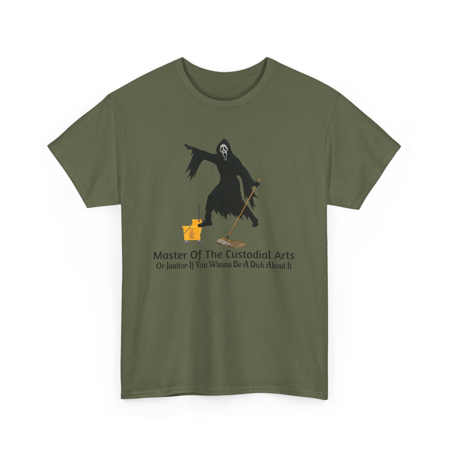 Ghostface Janitor Shirt | Master of the Custodial Arts Tee | Funny Horror Movie T-Shirt for Scream Fans, Custodian Gif