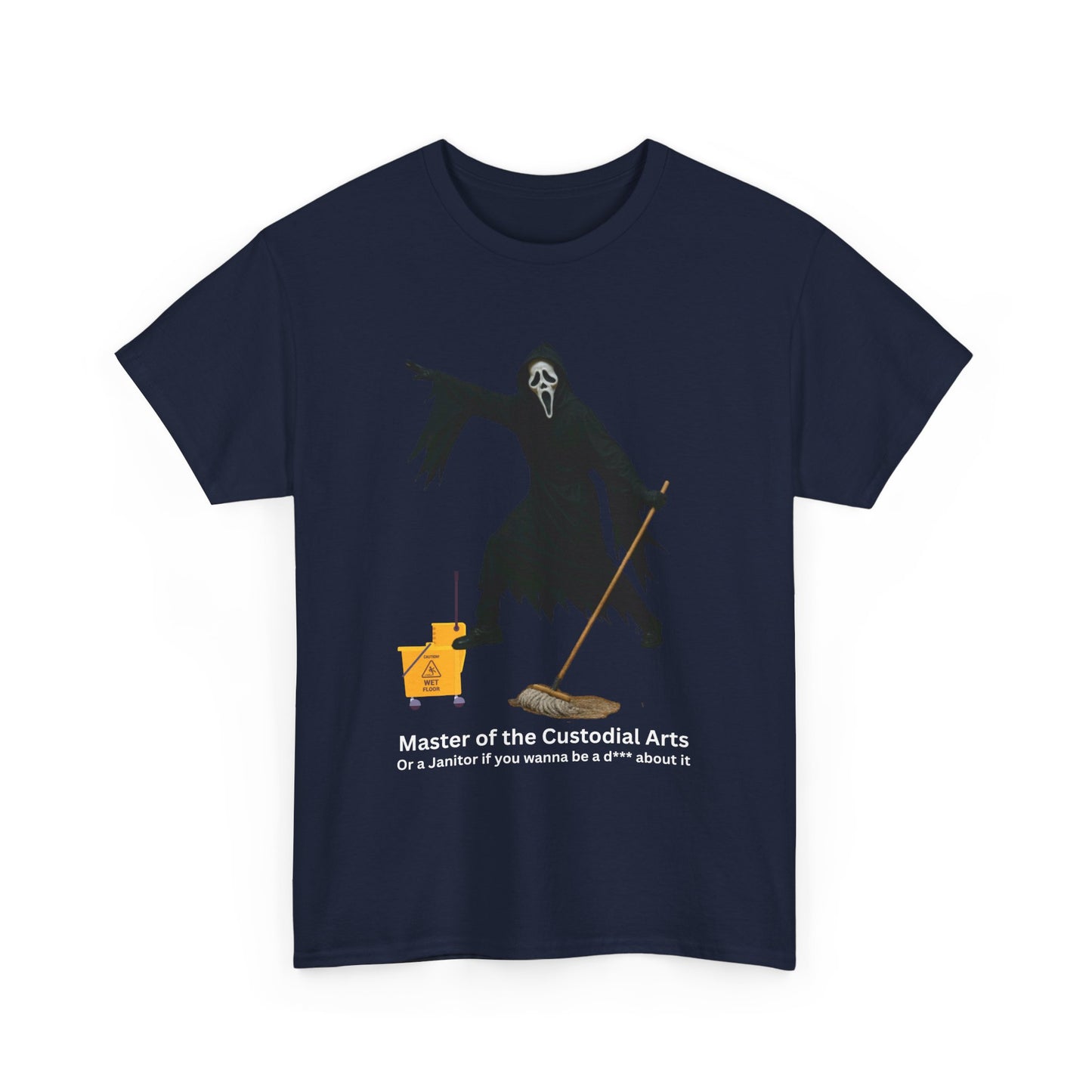 Ghostface Janitor Shirt | Master of the Custodial Arts Tee | Funny Horror Movie T-Shirt for Scream Fans, Custodian Gif