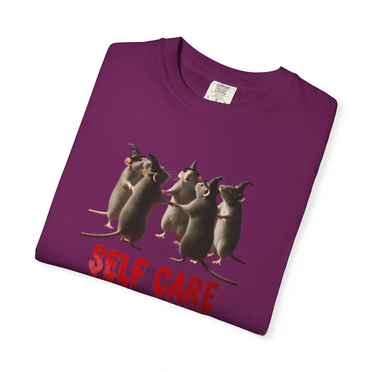 "Self Care" Witchy Rats T-Shirt | Funny Dark Humor Tee | Goblincore Spooky Season Apparel | Ironic Rat Cult Gift