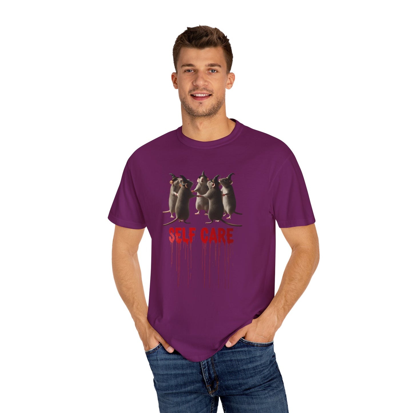 "Self Care" Witchy Rats T-Shirt | Funny Dark Humor Tee | Goblincore Spooky Season Apparel | Ironic Rat Cult Gift