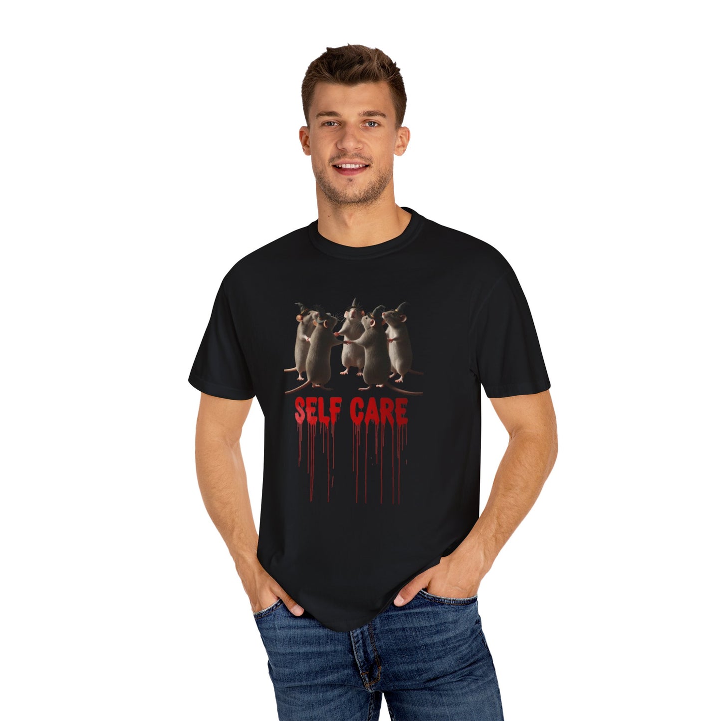 "Self Care" Witchy Rats T-Shirt | Funny Dark Humor Tee | Goblincore Spooky Season Apparel | Ironic Rat Cult Gift