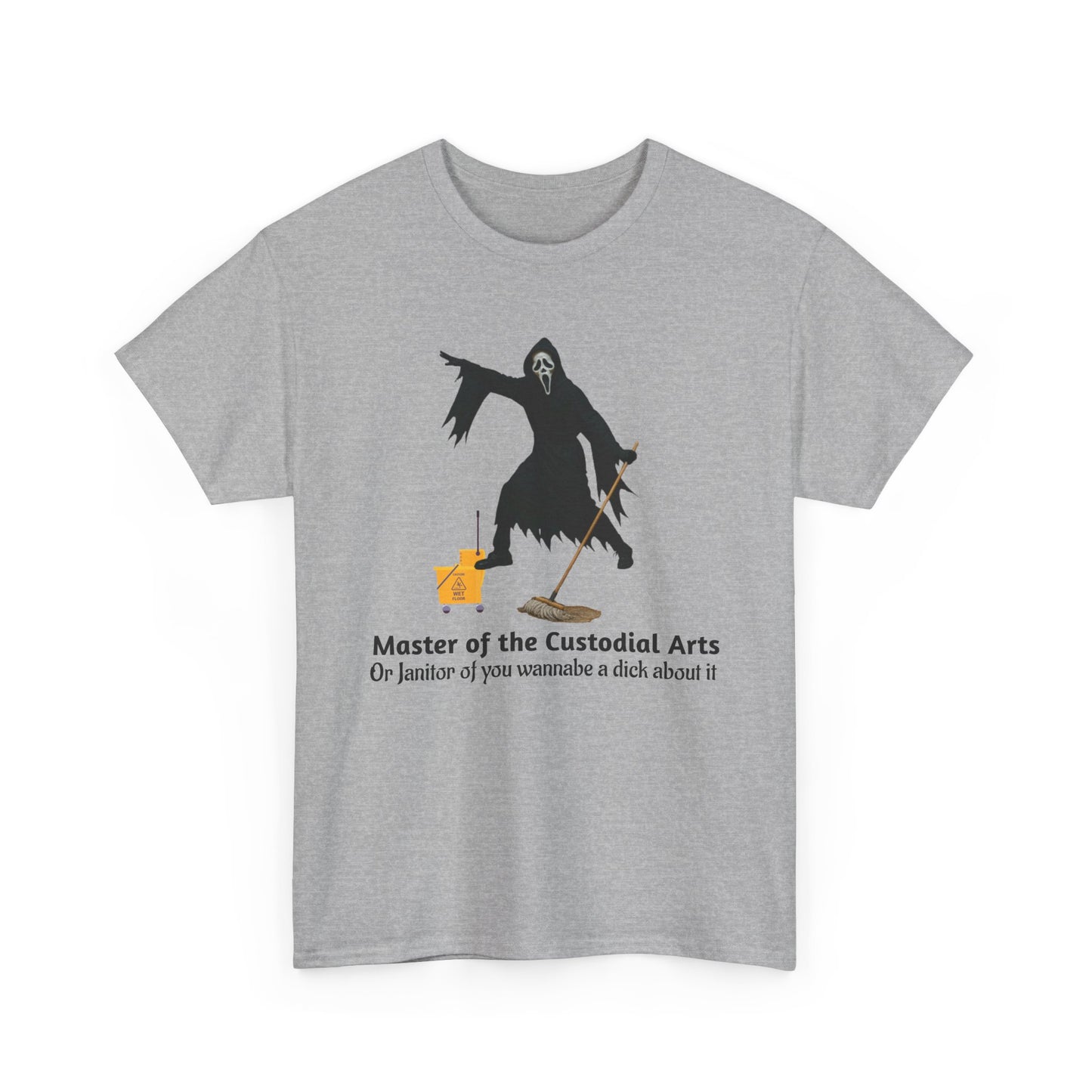 Ghostface Janitor Shirt | Master of the Custodial Arts Tee | Funny Horror Movie T-Shirt for Scream Fans, Custodian Gif