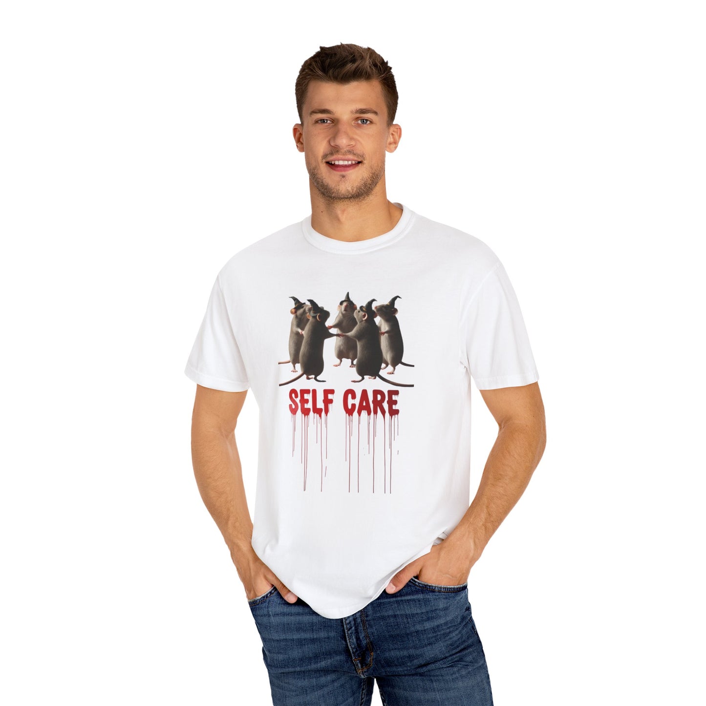 "Self Care" Witchy Rats T-Shirt | Funny Dark Humor Tee | Goblincore Spooky Season Apparel | Ironic Rat Cult Gift