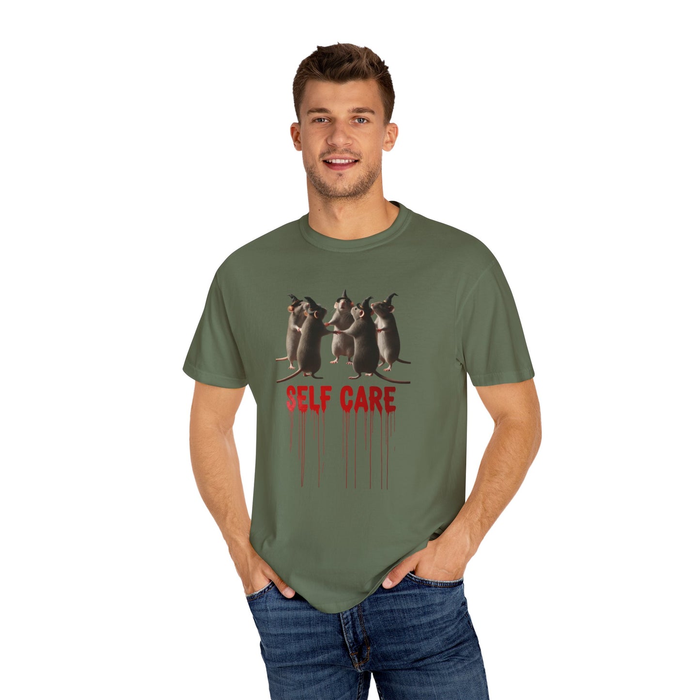 "Self Care" Witchy Rats T-Shirt | Funny Dark Humor Tee | Goblincore Spooky Season Apparel | Ironic Rat Cult Gift