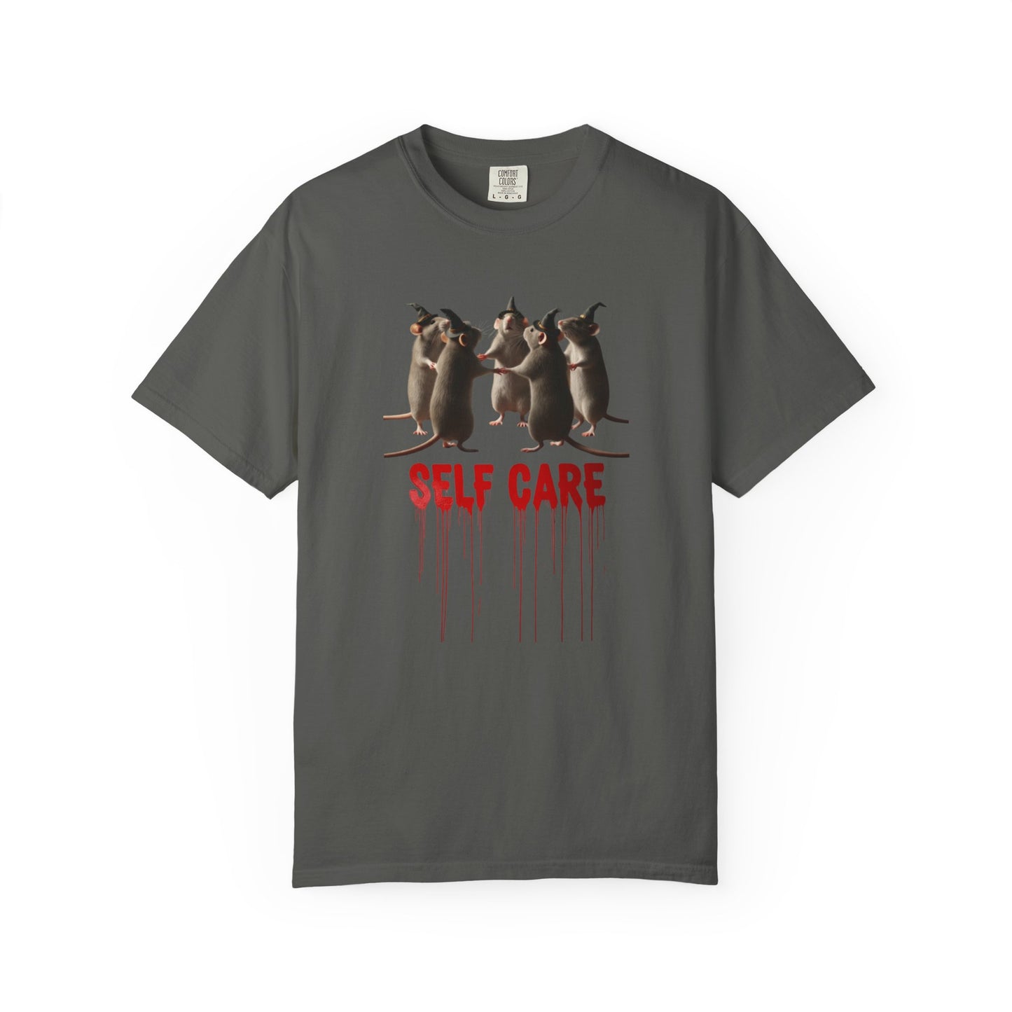 "Self Care" Witchy Rats T-Shirt | Funny Dark Humor Tee | Goblincore Spooky Season Apparel | Ironic Rat Cult Gift